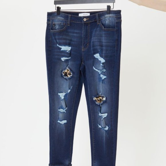 NEW! KanCan USA Leopard Detail Jeans 1X, 2X & 3X - Picture 3 of 12